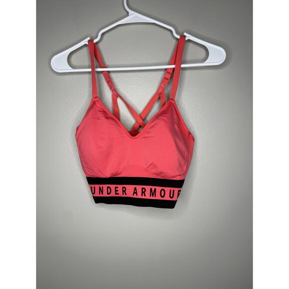 Under Armour Pink and Black Long Line Womens Sports Bra Size Large - Picture 3 of 4